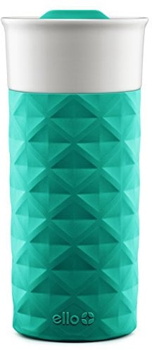 Ello Ogden 16oz Ceramic Travel Mug with Splash-Resistant Slider Lid and Protective Silicone Sleeve, Perfect for Coffee or Tea, BPA-Free, Dishwasher Safe, Teal