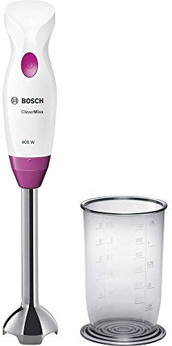 Bosch MSM2410PW Batidora de Vaso, Plástico Acero Inoxidable, 4 Velocidades, Blanco/Rosa