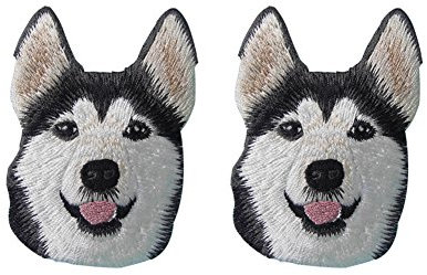 HUIXUN Aufnäher mit Husky-Motiv, Nähzubehör, ideal zum Aufnähen oder Aufbügeln auf Kleidungsstücken, 2 Stück á 2,2 x 3