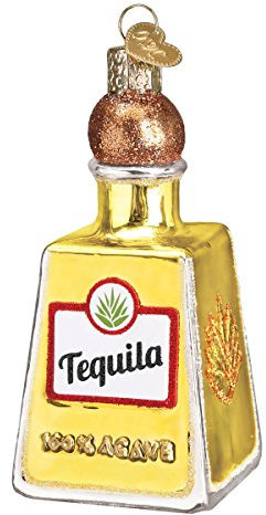 Old World Christmas Adult Beverages Glass Blown Ornaments for Christmas Tree, Tequila Bottle
