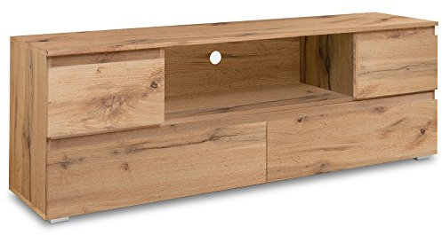 möbelando TV-Lowboard Fernsehtisch Rack Unterschrank HiFi Element Sideboard Ravenna II Honig-Eiche