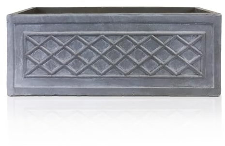 IDEALIST Outdoor Window Box 60cm | Lazio Planter | Heritage Garden Pots with Drainage Holes | Leaden Grey Lattice Windowsill Planter L60 W22 H22 cm, 16 litres