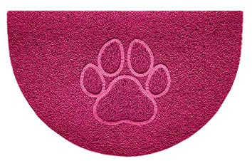 Nicoman Embossed Halfmoon Half Circle Door Mat Dirt-Trapper Jet-Washable Doormat 70x44cm (Pink, PAW Shape) - Use Indoor or Sheltered Outdoor