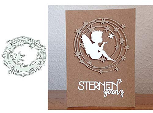 tailor13me Sternenkreis Stanzschablone Stanzform, Metall Stanzbögen Stanze Stanzrahmen Schablone zur Scrapbooking Karten Silber