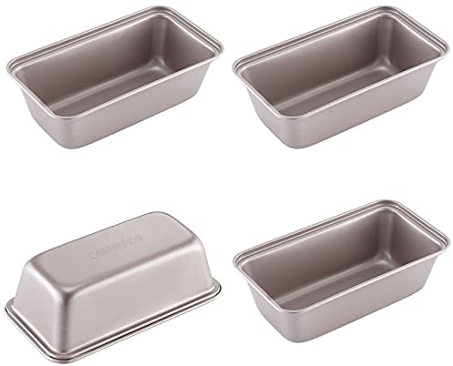 CHEFMADE Mini Loaf Pan Set, 5.5-Inch 4Pcs Non-Stick Rectangle Bread and Meat Bakeware for Oven and Instant Pot Baking (Champagne Gold)