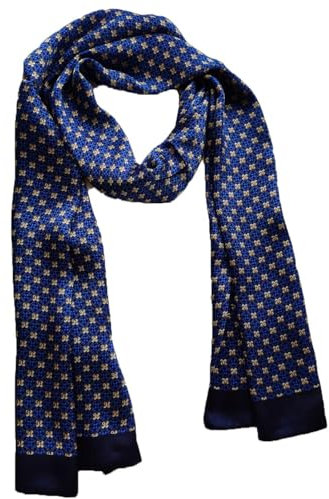 UK_Stone 100% Seide Paisley Blumen Halstuch Herren Schal (Vintage Blumen #1 Dunkelblau)