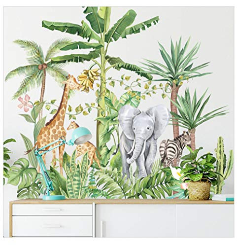 Stickers muraux animaux de la forêt tropicale tropicale pour salon chambre canapé fond décoration murale Art chambre décor décalcomanies décor à la maison