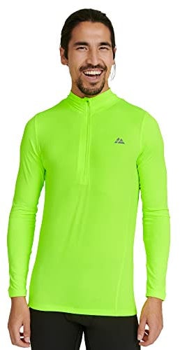 DANISH ENDURANCE Cycling Jersey Long Sleeved, Rear Pockets, Reflective Details, for Men, Neon Yellow, M