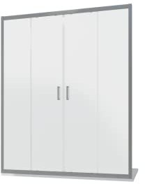 Box Doccia Nicchia Mod. Sardinia 160cm 4 Ante Apertura Scorrevole Vetro Temperato 6mm Opaco Profili in Alluminio Cromato Flat Design Maniglia in Abs Cromato.