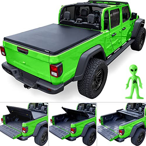Alien Sunshade Jeep Gladiator-Bettbezug, 1,5 m dreifach gefaltete Bettabdeckung mit 3 integrierten horizontalen Querstangen, wetterfestes, langlebiges Vinyl, einfache Installation, Jeep Gladiator