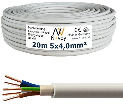 NYM-J 5x4,0 mm² 20m Mantelleitung Installationskabel Stromkabel Kupfer Elektrokabel M61