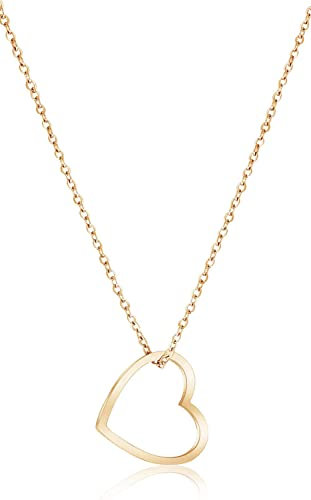 Einzelstück Halskette Herz Anhänger 925 Sterling Silber vergoldet I Damen Mama Geschenk Muttertag (Heart Halskette Gold)