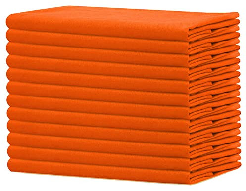 Sweet Needle Servietten, 100% Baumwolle, übergroß, 45 x 45 cm, Orange, Schwerer Stoff für den täglichen Gebrauch, mit gehrten Ecken, 12 Stück