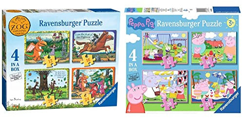 Ravensburger Zog 4 in Box (12, 16, 20, 24 Pieces) Jigsaw Puzzles for Kids Age 3 Years Up & Peppa Pig 4 in Box (12, 16, 20, 24 Pieces) Jigsaw Puzzles for Kids Age 3 Years Up