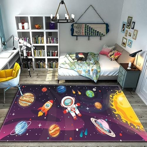 Tappeti Design Pädagogischer Spielteppich Weltraum erforschen,Schlafzimmer, Spielzimmer, Familienspiele-60x120cm