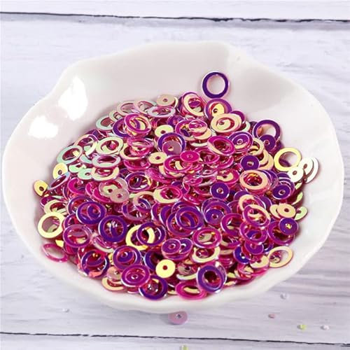 10g/Pack Glitzer Pailletten 4mm/6mm Ring Kreis Runde Form Lose Pailletten für Nagelkunst Frauen Nähen Kinder Diy Zubehör-JG Rose,6mm Ring 10g