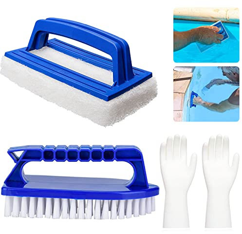 Abnaok 2 Stück Pool Bürsten Set, Schwamm mit Griff, Pool Schwamm Bürsten Poolreinigung Handschrubber Schwimmbad Bürste
