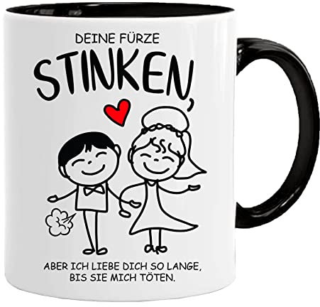 Tasse Mit Spruch & Geschenkbox | Deine Fürze Stinken - Bestes Kaffeetassen Für Ihn - lustige geschenke für männer - Furzen Büro Becher Geschenk - Spülmaschinenfeste Kaffeebecher (Schwarz)