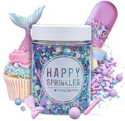 Happy Sprinkles Sweet Mermaid 90g - Bunter Streusel Mix mit Schokolade - Tortendeko Essbar mit Unterwasser Motiven - Deko für Kuchen, Kekse & Eis