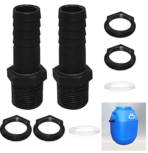 2 Piezas Boquilla para Barril de Lluvia, Accesorios Conexión de Barril de Lluvia Que, Conectores de Manguera de Tubo para Depósito de Lluvia, Tanques de Agua, Cisternas