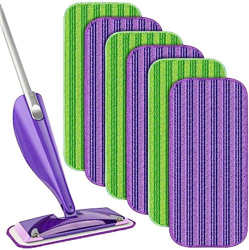 Reusable Mop Refill Pads for Flash Powermop, 6 Pack Flash Mop Pads Microfiber Mop Head Replacement Heavy Duty Wet Cloths Absorbing Refills Wipes Washable for Wet Dry Cleaning