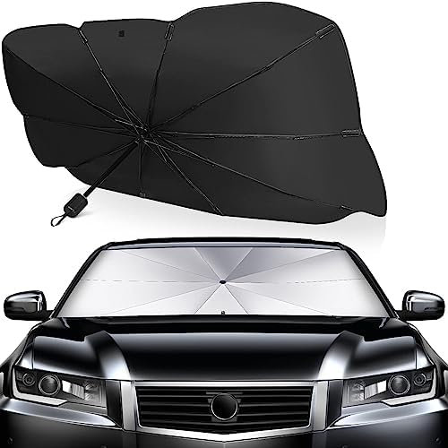 Sonnenschutz Frontscheibe Innen Auto 125X65cm Frontscheibe Sonnenrollo Auto Windschutzscheibe Auto UV Schutz Sonnenschirm Faltbar Hitzeschutz Sonnenblende Windschutzscheibe