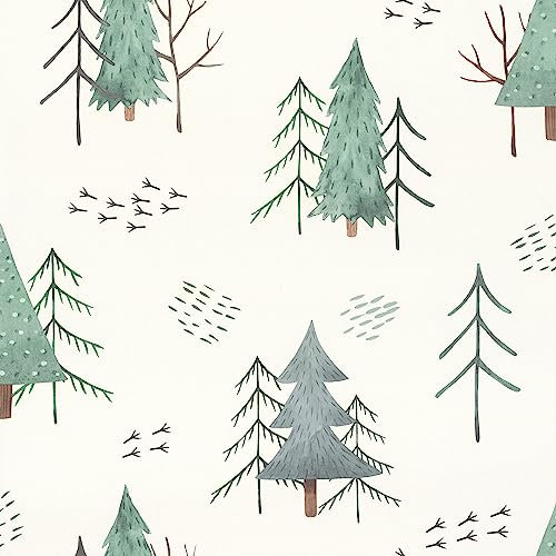 Rasch Papier peint intissé 300734 pour chambre d'enfant Motif arbres verts Blanc 10,05 m x 0,53 m