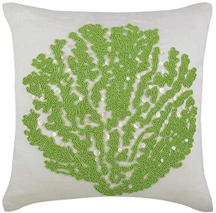 The HomeCentric Weib Kissen Decken, Wulstige Green Sea Weeds Sea Creatures Ozean Und Strand Thema Wurfkissenbezuge 2 Stück, 35x35 cm, Baumwolle Leinen Kissen Abdeckungen Fur Couch - Deep Sea Weeds