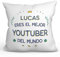 MUGFFINS Cojín Personalizable 40x40 cm para Youtuber Hombre Relleno Incluído - En Español - Mejor del Mundo - Regalo Original y Divertido