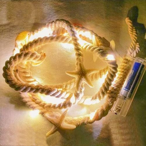 2 Stück LED Lichterkette Seil: 1.6 M LED Muschel Lichterkette, 15 Leds Lichterkette, Seestern Muscheln Deko Lichterketten für Weihnachten, Party, Hochzeit (Batterie nicht inbegriffen)