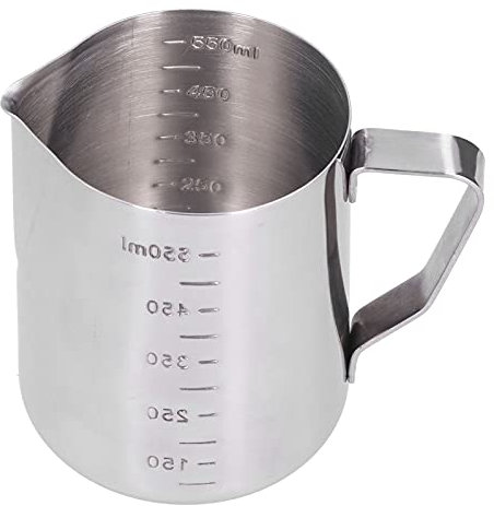 Stainless Steel Milk Frothing Jug Mug,Espresso Steaming Pitcher with Measuring Scale Pouring Jug Espresso Cup Creamer Cup for Home Party Bar (with Scale 550ML)