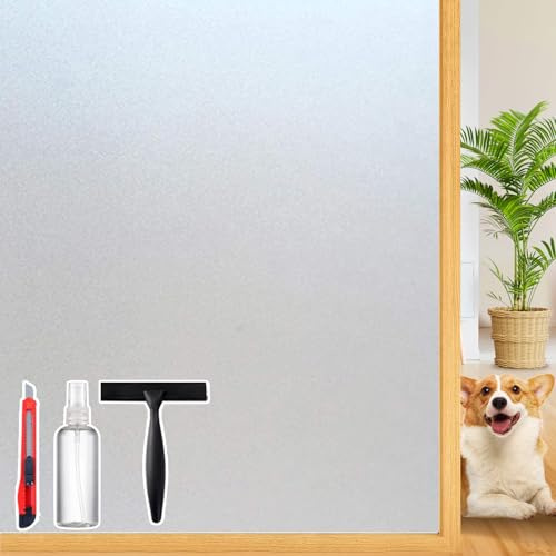Frosted Glass Window Privacy Film Decorative with Tools, 2 Way Frosting Privacy Film for Glass Windows, Static Cling Tint for Home Anti-UV, Covering Clings 17.5 by 157.4