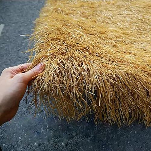Toits de chaume Toit de chaume synthétique de 1 m de largeur – Rouleau de paille mexicaine artificielle jaune ignifuge – Toit de chaume pesynthétique pour décoration de jardin, tonnelle, cour ( Color