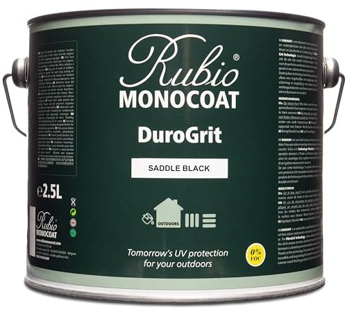 Rubio Monocoat DuroGrit Outdoor Wood Oil, Stain & Sealer - Saddle Black | 1 Layer, UV Protection for Deck, Fence & Furniture | 2,5L
