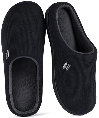 RockDove Women's Original Two-Tone Memory Foam Slipper, Size 9/10 UK Women, Black and Grey