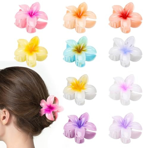 Lajiakoy® 10 PCS Pince Cheveux pour Femmes, Pince à Cheveux Preppy à Fleurs, Accessoires pour Cheveux D'Hawaï pour Cheveux Épais et Fins, Cadeaux pour Femmes et Adolescentes (Couleur)