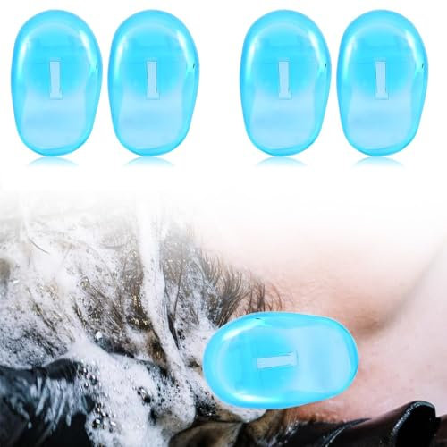WXNPA Lot de 4 Protège-oreilles Bleus en Anti-taches,Portable Silicone Ear garde oreilles,de la Coiffure, du Bain, de la Douche et de la Protection des Oreilles pour une Utilisation
