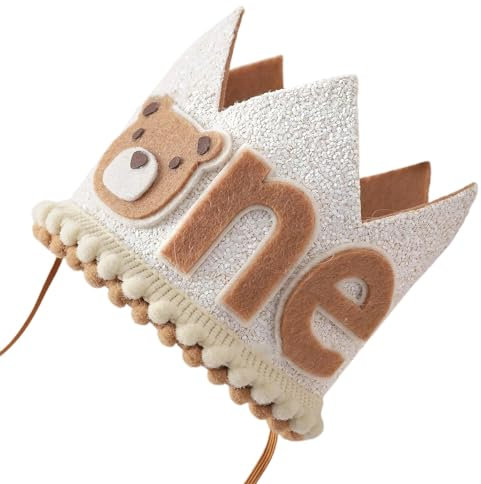 Xujuika Partyhut für den ersten Geburtstag,Geburtstagsparty Bärenkrone - Bären-Mütze mit glitzernder Krone für Kleinkinder zum ersten Geburtstag - -Ornament, Fotokabinen-Requisiten für Mädchen