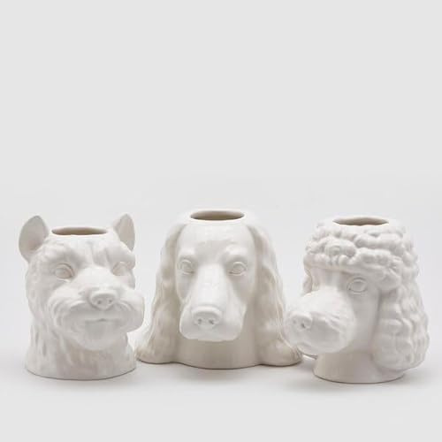 EDG Enzo De Gasperi Vase Schnauzer oder Pudel oder Cocker H 18 cm weiß 1 Stück
