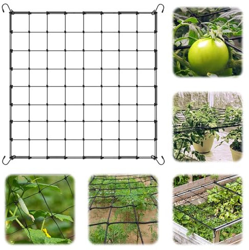 Feliciay Wachsen Zelt Netz, 80x80 cm Grow Netz Garten Netz,Gemüseschutznetz mit 4 Haken, Ranknetz für Pflanzenfür Gemüse Früchte Blumen, Pflanze Unterstützung Netz, Elastische Spalier Netz