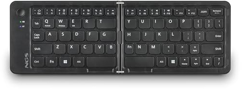 NGS Domino – Faltbare Bluetooth-Tastatur, AZERTY, wiederaufladbar, leise, kompatibel mit iOS/Android/Windows, 12 Multimedia-Tasten, Akkulaufzeit 50 Stunden, kompakt und tragbar, ideal für Reisen