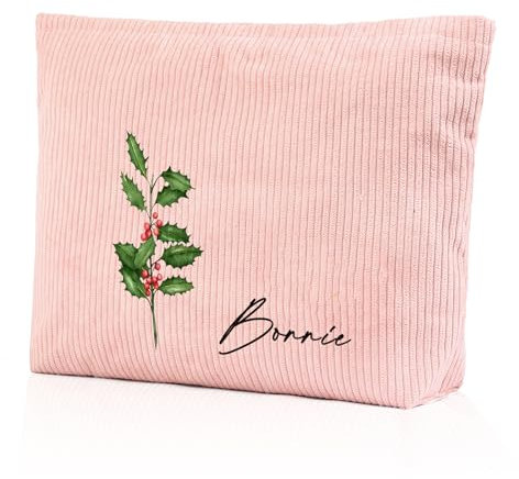 Pochette Maquillage Personnalisée Sac à Cosmétiques à Glissière Trousse de Toilette Voyage Cadeaux pour Les Femmes Amies Sœurs (Rose 2)
