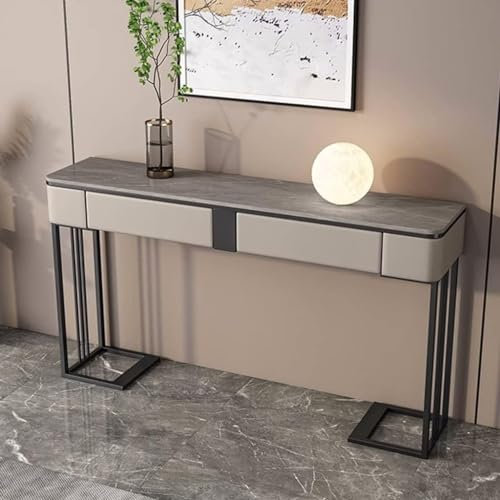 Wrobelax Console Table, Modern Narrow Table, TV Console Table with Storage Shelves and 2 Drawers, End Table, Sofa Side Table for Living Room, Bedroom(Size:120x35x85cm,Color:Grey)