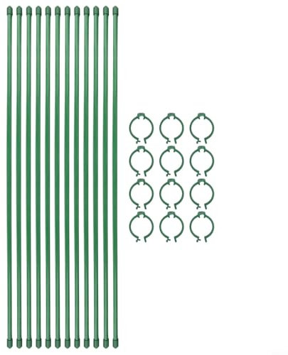Lot de 12 tuteurs de plantes réglables en fibre de verre pour plantes de jardin à tige unique (45 cm)