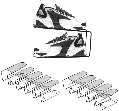 GlSAKE Schuhstapler Platzsparend Schuhorganizer Schuhregal Für Schränke Schuhaufbewahrung Platzsparend Schuh Organizer Für Schrank Shoes Organizer Eisen Schuhsortierer (10Stück, Schwarz)
