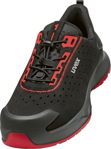 Uvex 1 x-Craft S1 PL FO SC SR - besonders leichte Sicherheitsschuhe - gelochter Halbschuh - sportlich - metallfreie Zehenschutzkappe - Extra weit - Weite 14
