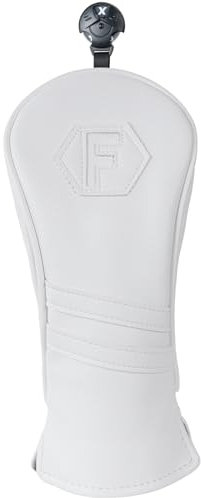 Golf Club Head covers Fairway Wood FW with Interchangeable Number Tag 3457X Elastic Closure All White PU Leather