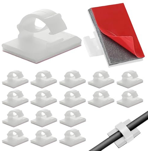 Self Adhesive Cable Clips,50pcs Wire Holder Clips for Desk,Car,Wall & Office Cable Management,Organize USB,Phone,TV Cables,White,Strong Adhesion