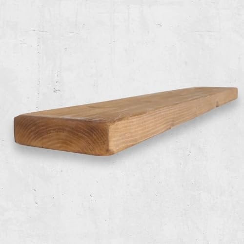 Chill House Flat Rustic Floating Shelf 6x2 inches, 180cm long - Natural Oak Finish Reclaimed Wood Floating Shelves for Wall Decor, Rustic Wooden Shelves for Bedroom, Living Room, Kitchen, or Bathroom