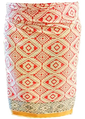 Pareo da Spiaggia Donna Stampato a Mano – Sarong Indiano con Bordo Dorato – Cotone Morbido